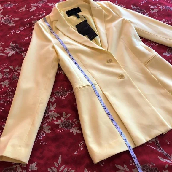 *NEW WITH TAGS* BCBGMaxAzria Pleated Peplum Limelight Yellow Blazer/Jacket XXS - Picture 11 of 16